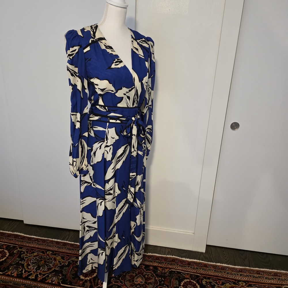 Veronica Beard Blue and Cream Floral Dress